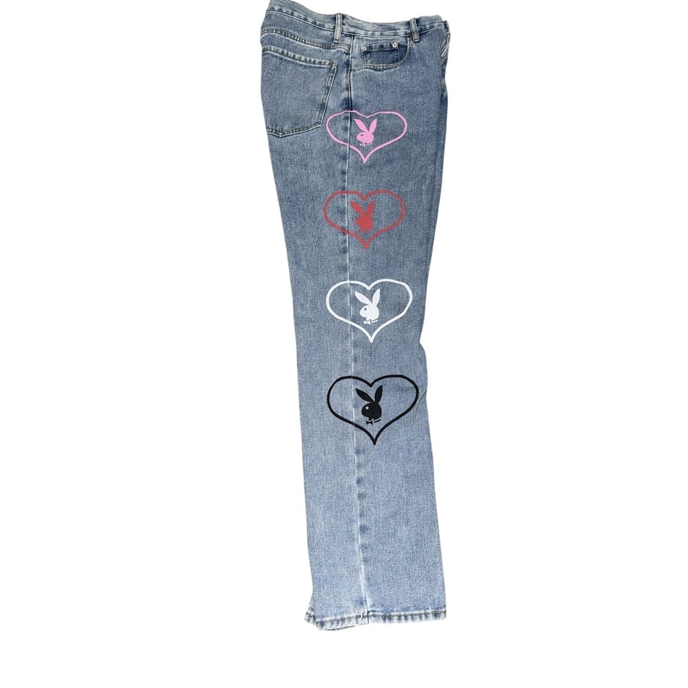 Playboy by PacSun Heart Bunny Light Wash Denim Jeans Womens Size 26 - Picture 11 of 16